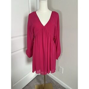 Anthropologie Let Me Be Flowy Pink Baby Doll Dress Size Medium
